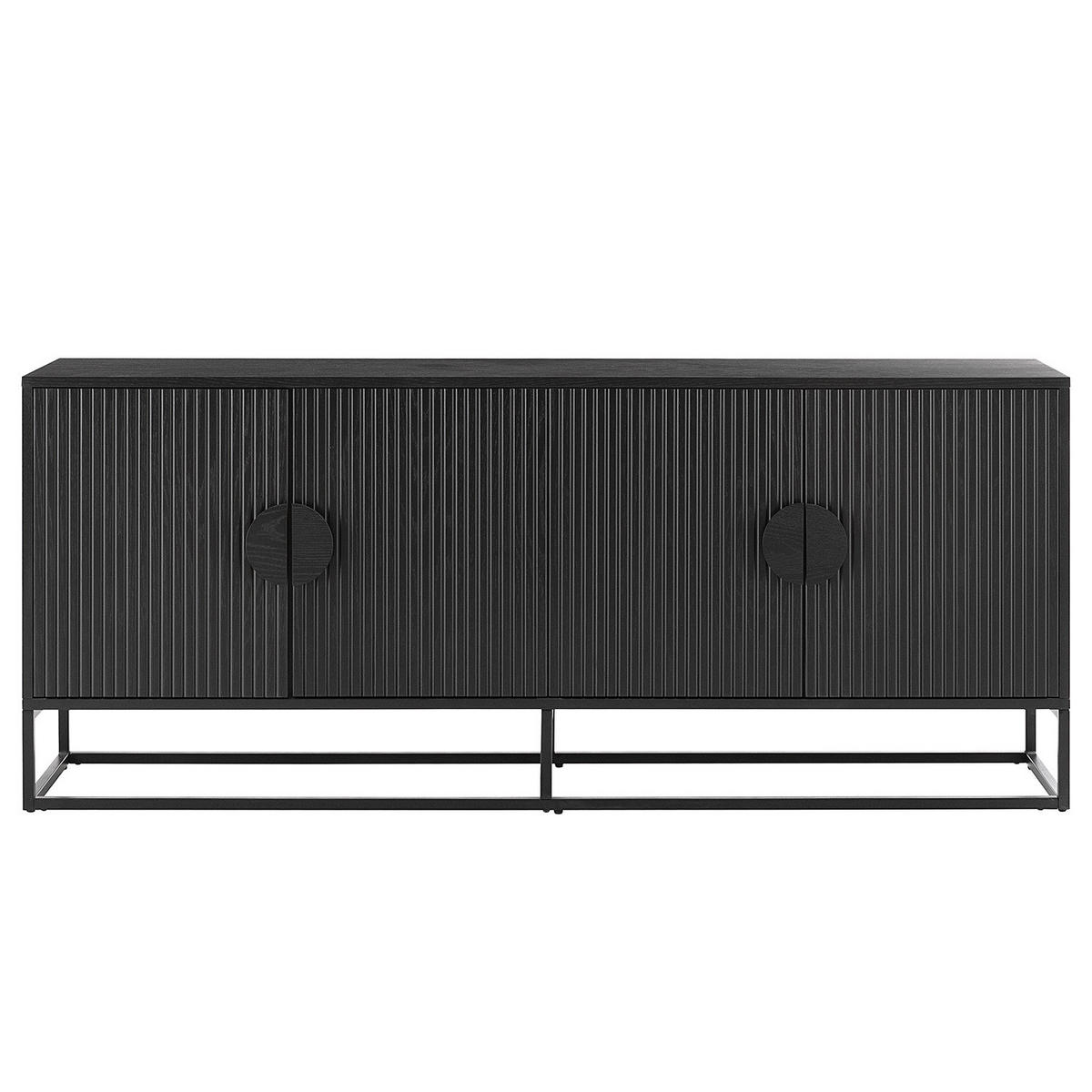 SIDEBOARD - MDF / Metall - Eiche - Eichefarben/Schwarz, Holzwerkstoff/Metall (180/75/40cm) - home24