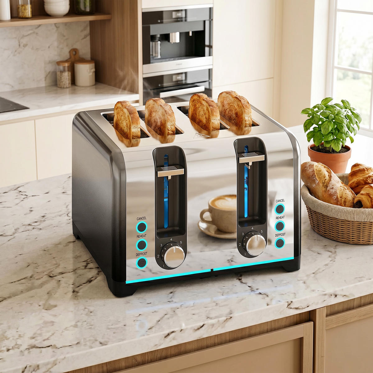TOASTER Stahl Schwarz - Schwarz, Metall (15.6/18.9/26.4cm) - HOMCOM