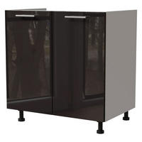 SPÜLENUNTERSCHRANK Essen D8Z/80 Schwarz Hochglanz / Weiß Matt 80 / 50 / 82cm - Schwarz Hochglanz/Schwarz, Holz/Holzwerkstoff (80/82/50cm) - Feldmann-Wohnen