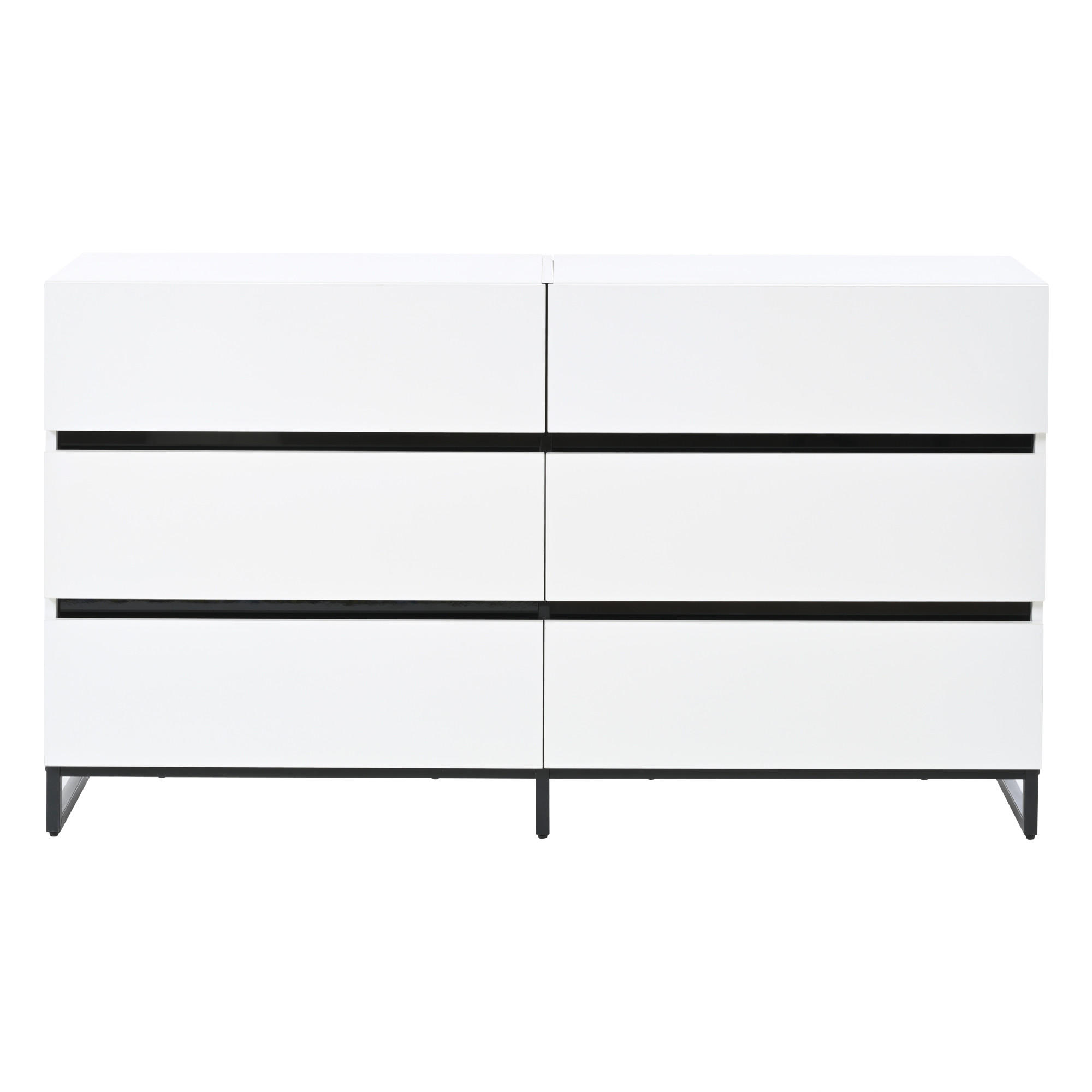 SIDEBOARD Weiß Schwarz 140/39,5/78,5 cm - Weiß, Holzwerkstoff (140/78.5/39.5cm) - PANGIVO
