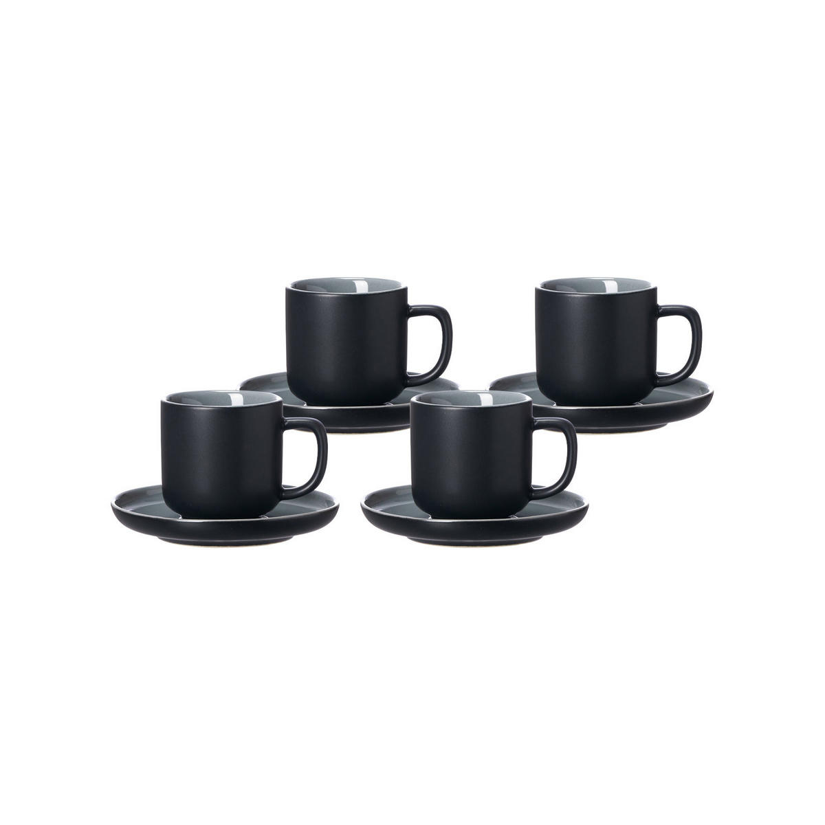 ESPRESSOTASSEN MIT UNTERTASSEN Jasper Schwarz 100 ml 4er Set - Schwarz, Keramik (1/1/1cm) - Ritzenhoff Breker
