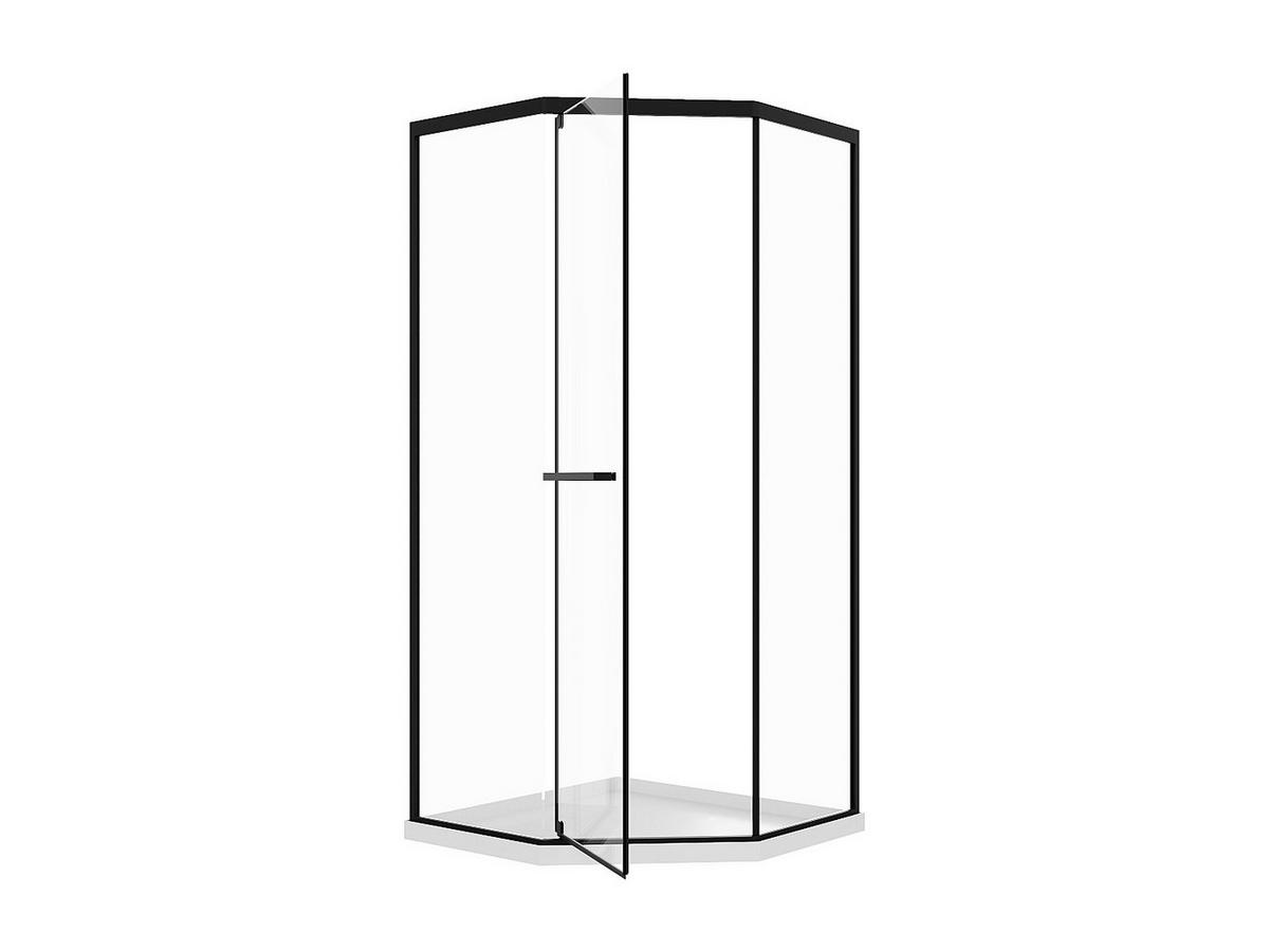 DUSCHWAND - 90 cm x 90 cm - Glas, Metall - Schwarz - CRISTELIO - Schwarz, Glas/Metall (90/195cm) - Vente-Unique