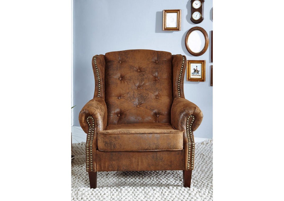 OHRENSESSEL 102x93x102 braun CHESTERFIELD - Braun, Kunststoff (102/102/93cm) - Massivmoebel24