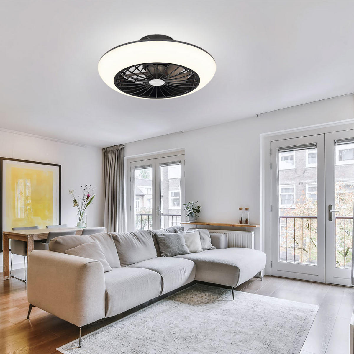 LED DECKENLEUCHTE LAFEE Schwarz Memory - Schwarz, Metall (30/30/10cm) - Globo Lighting