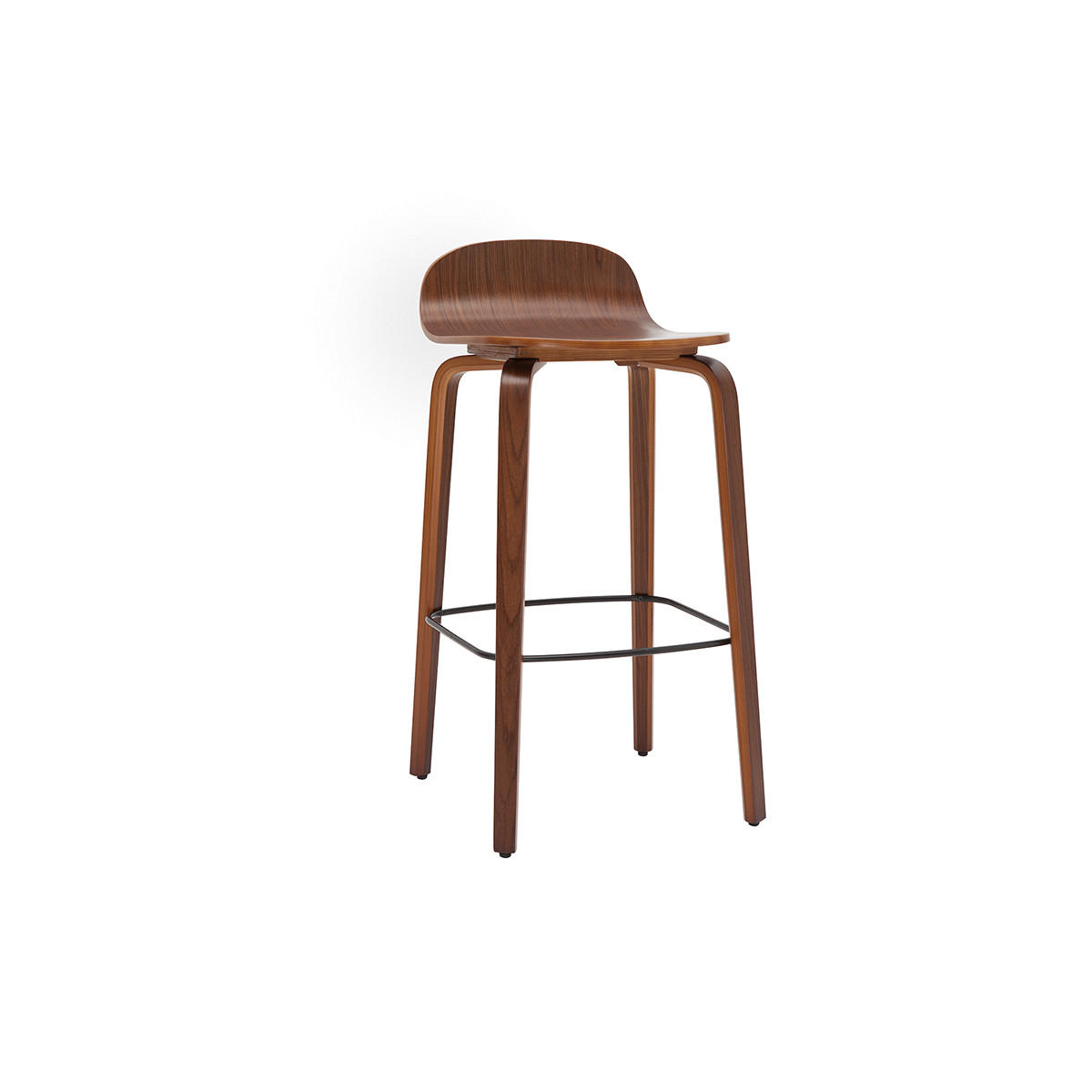 BARHOCKER Walnuss H68 cm 2er-Set OBRA - Braun, Holz (44/80.5/40cm) - Miliboo