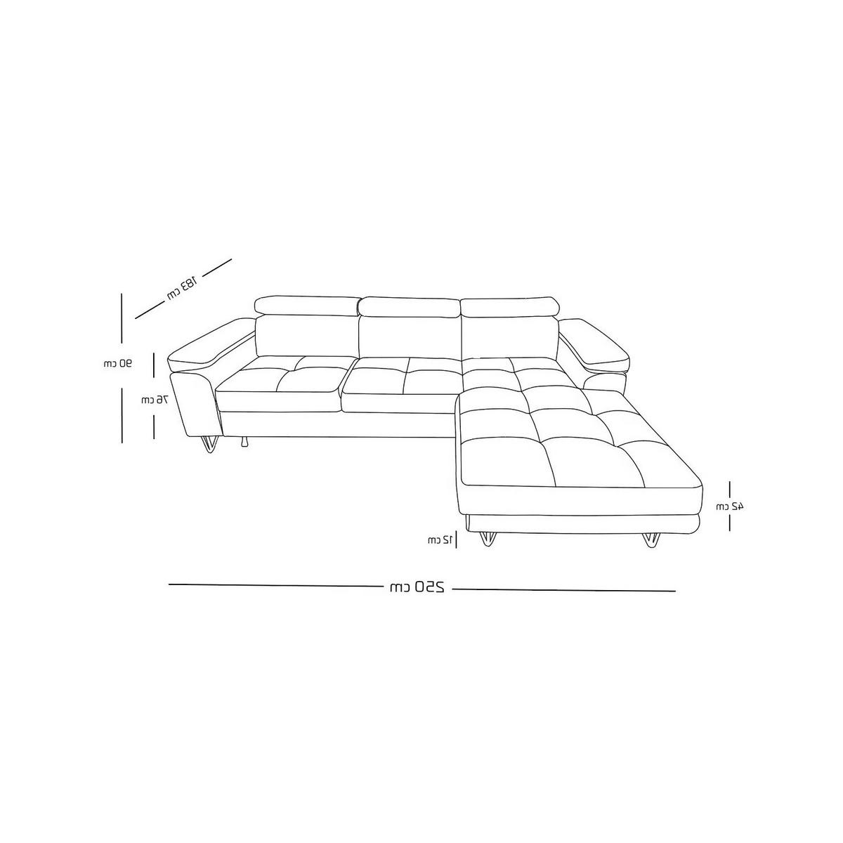 ECKSOFA NORIS L Grau mit Schlaffunktion Rechts - Grau, Holz/Textil (250/183cm) - Muffo
