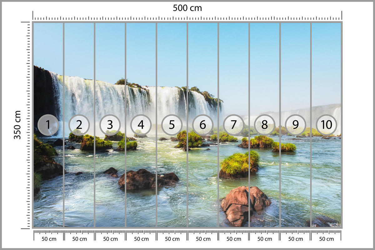 FOTOTAPETE für Schlafzimmer Wasserfall Felsen Natur Landschaft 500x350 - Beige/Orange, Papier (500/350cm) - Muralo