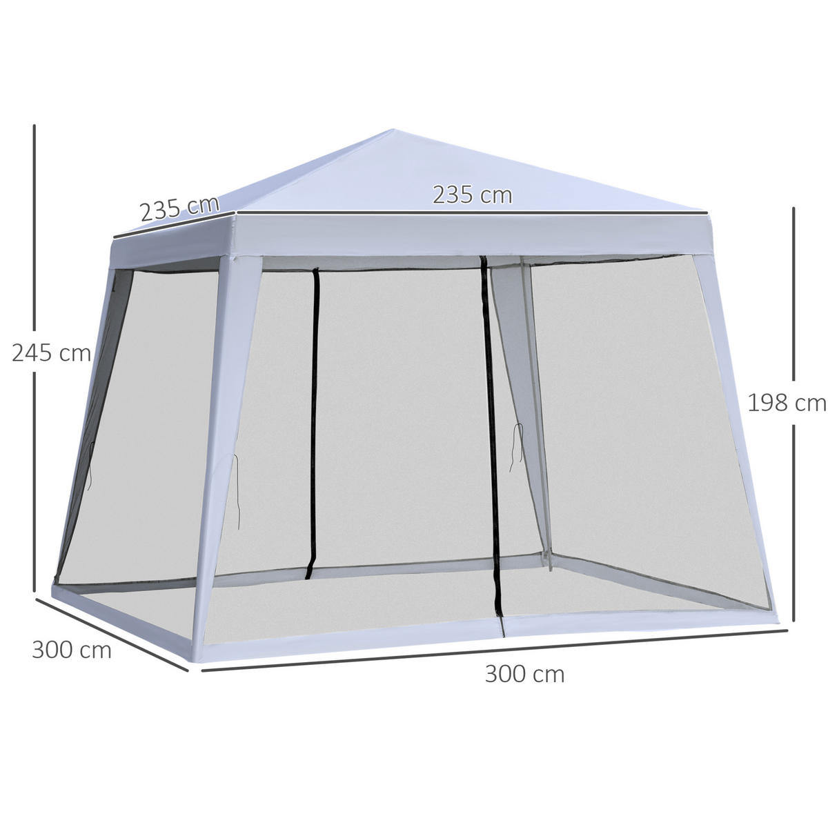 PAVILLONS aus Stahl 300x300x245 cm in Grau mit Moskitonetzen - Grau, Metall (300/245/300cm) - Modfu