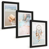 BILDER SET 3er Set - 20x30 cm Schwarzer Rahmen - Abstraktes Meeresbuch Boho - Schwarz, Kunststoff (20/30cm) - TULUP