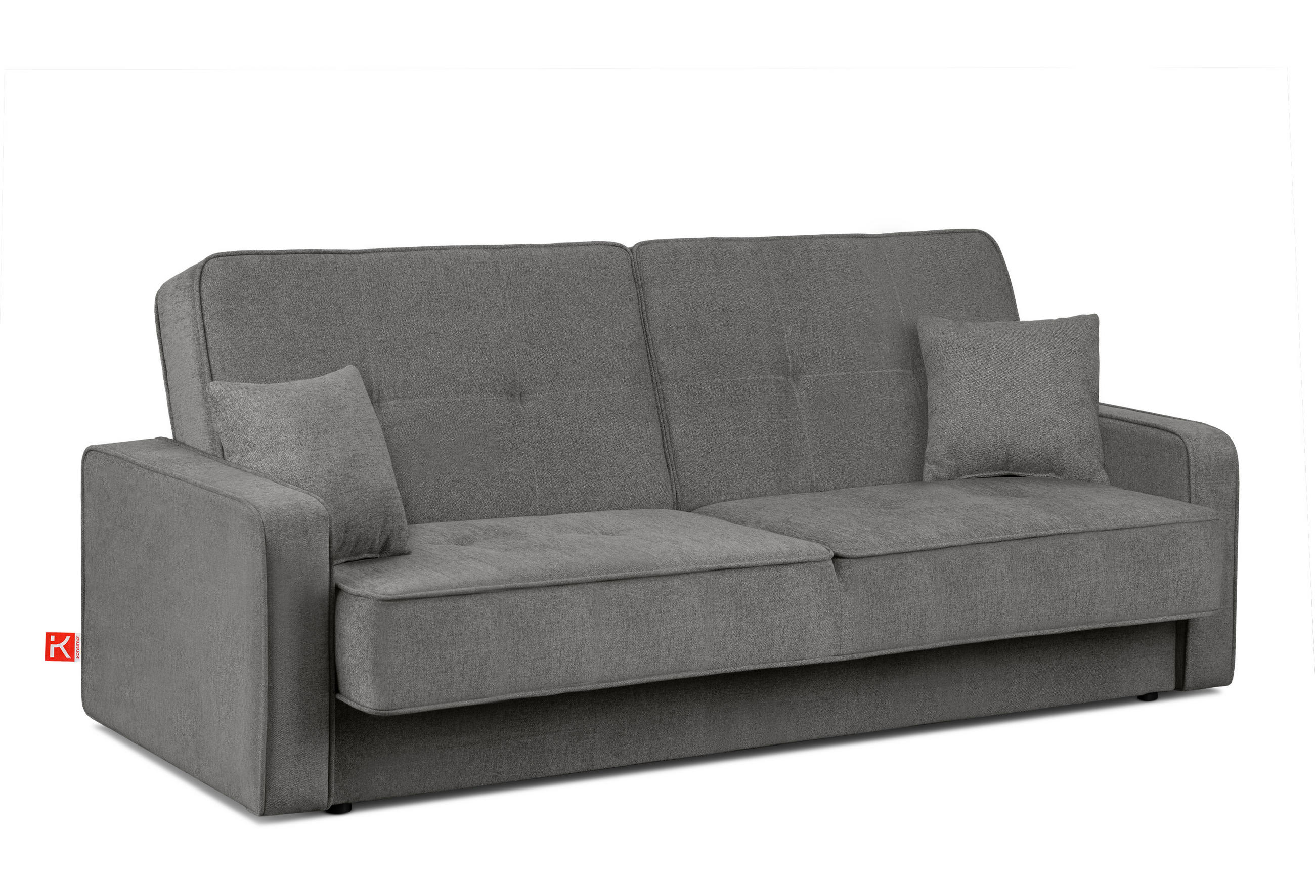 SCHLAFSOFA ORIO 3 Personen, Chenille-Stoff, Aschgrau - Hellgrau/Grau, Textil (219/90/90cm) - KONSIMO®