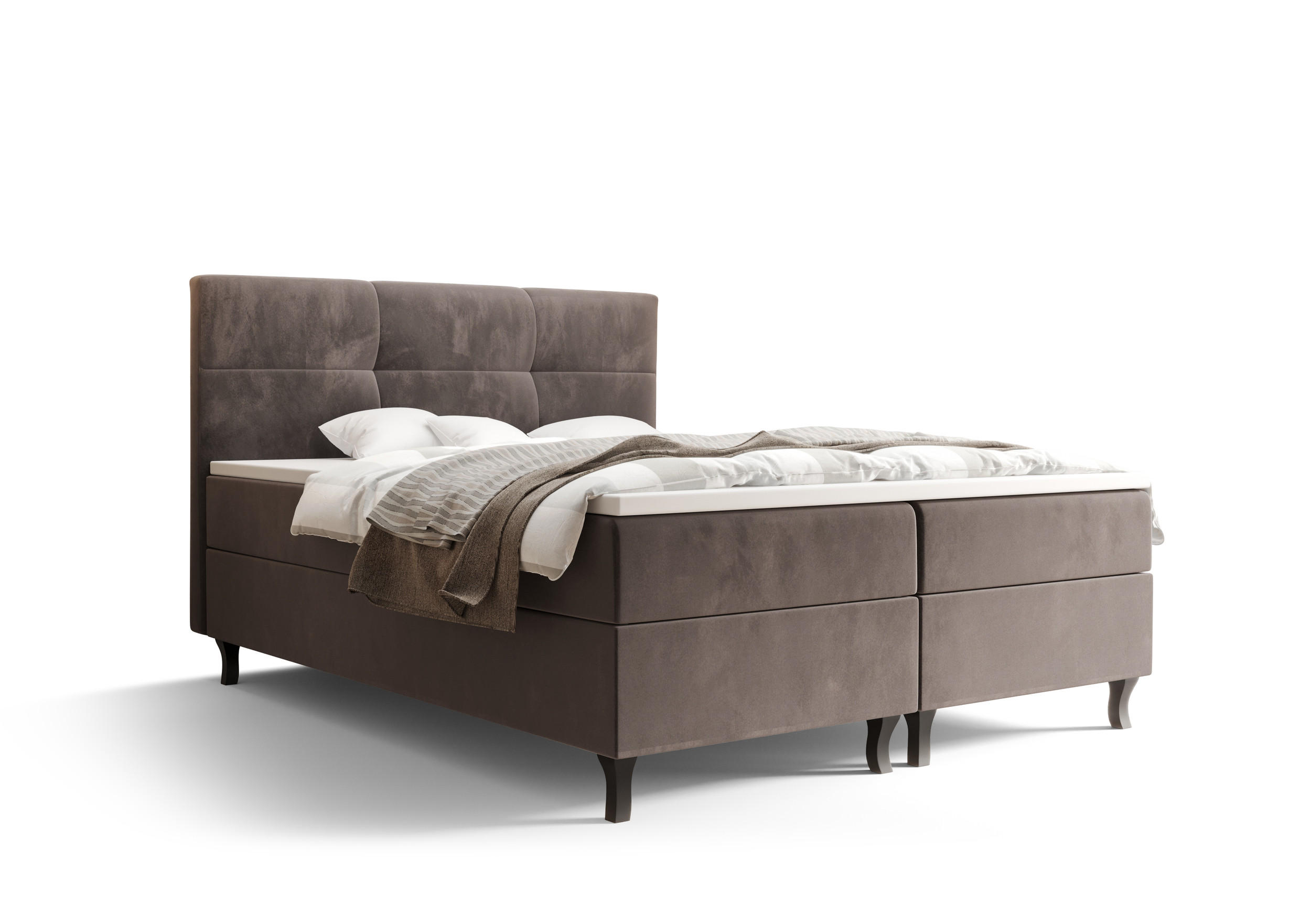 BOXBETT LIMBA mit Matratze H3, Bonell und Topper 140x200 Monolith 15 - Braun, Holz/Textil (140/200cm) - Bedante