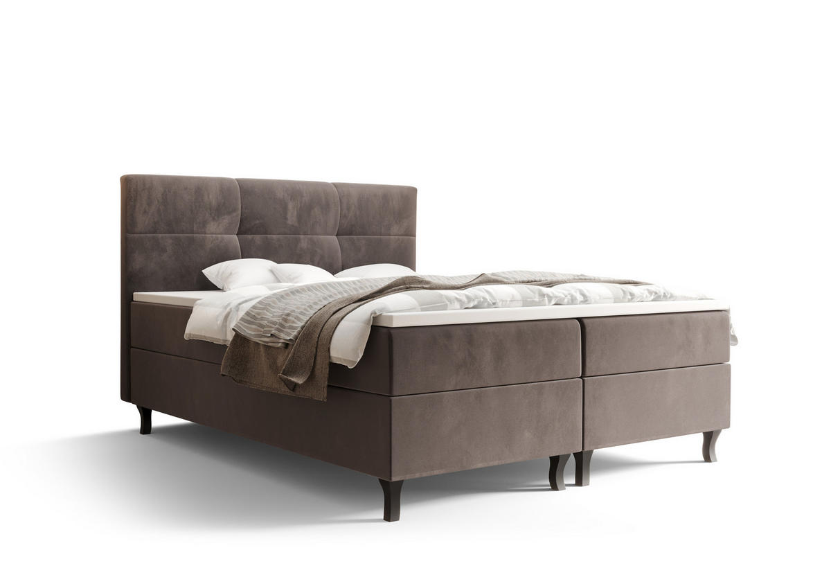 BOXBETT LIMBA mit Matratze H3, Bonell und Topper 140x200 Monolith 15 - Braun, Holz/Textil (140/200cm) - Bedante
