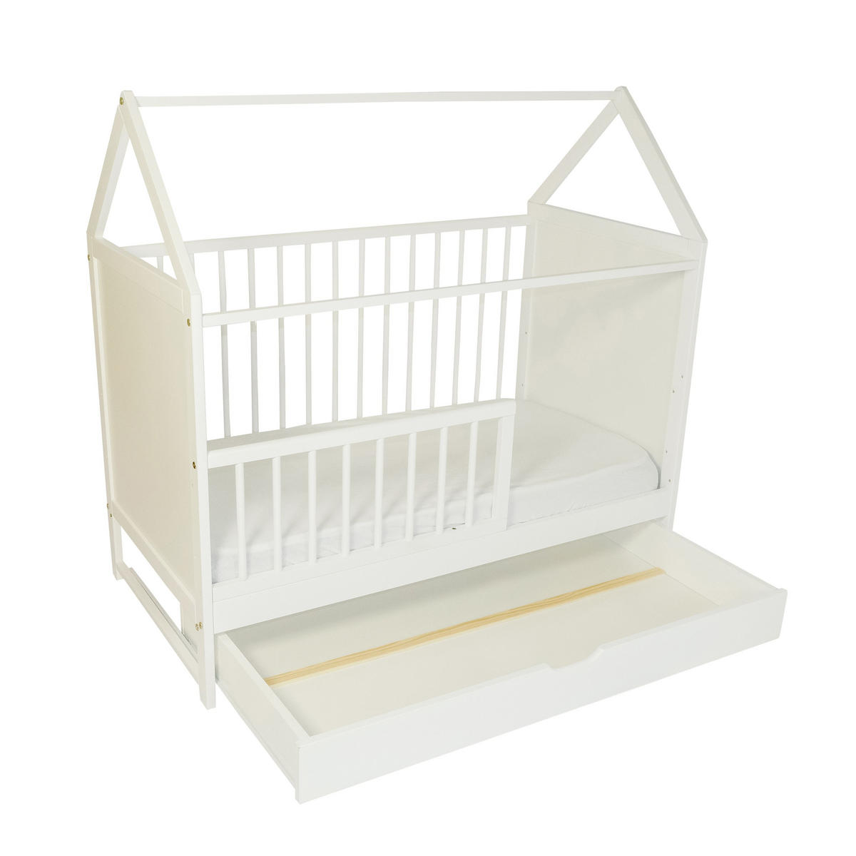 BABYBETT 60x120 cm mit Matratze & Schublade in weiß - Weiß, Holz (60/120cm) - Kids Collective