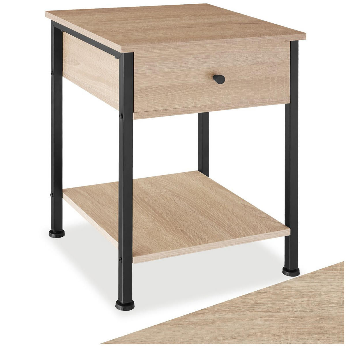 NACHTSCHRANK Bradford, 40 x 40 x 55,5 cm, Industrial Holz hell, Eiche Sonoma - Naturfarben, Holzwerkstoff (40/55.5/40cm) - tectake