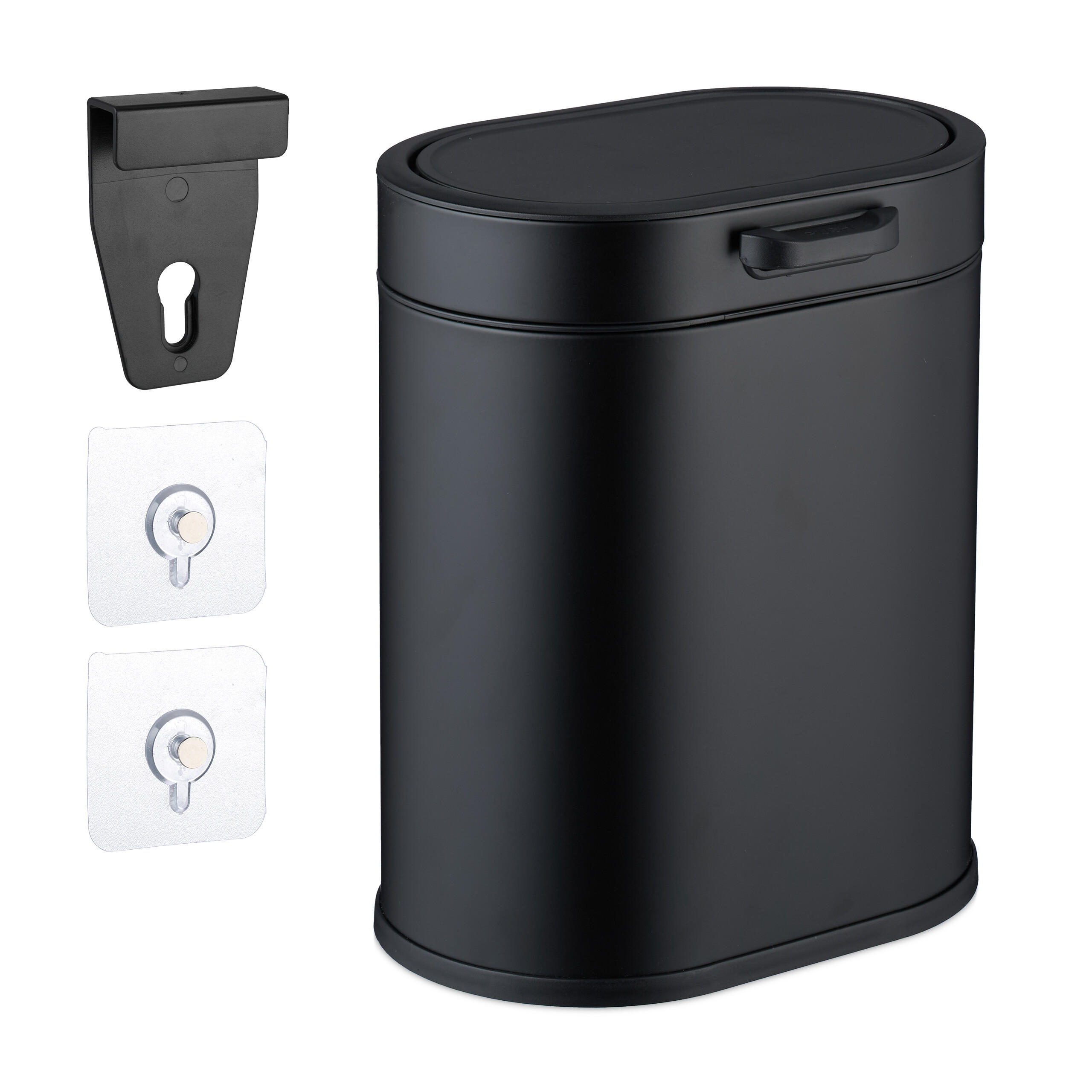 MÜLLEIMER - Schwarz, Kunststoff/Metall (24/29.5/19.5cm) - Relaxdays