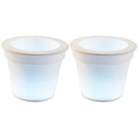 LED AUSSENLEUCHTE Blumentopf Weiß satiniert 2er Set - Weiß, Kunststoff (17/17/19cm)