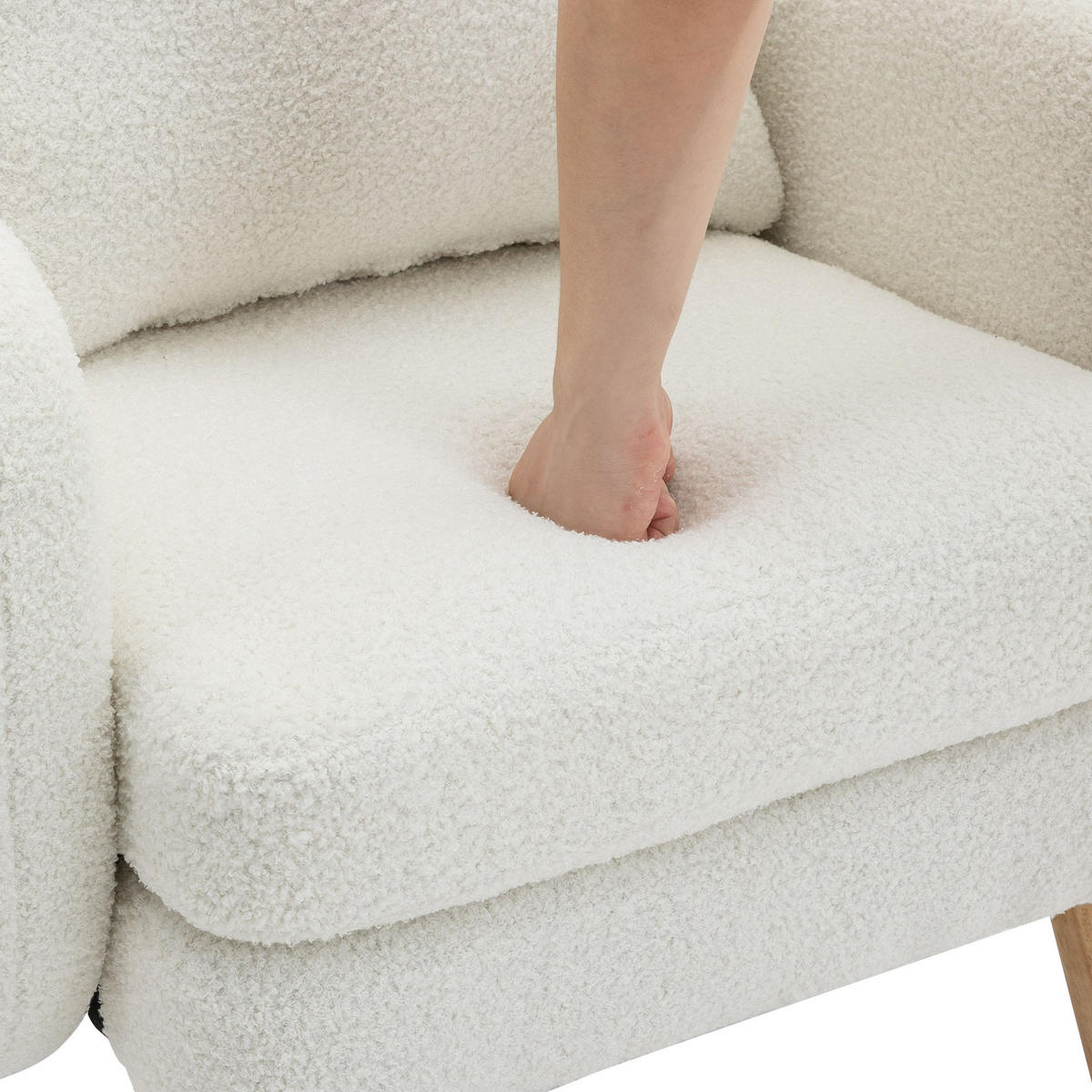 SESSEL DE-35366 Teddy-Samt mit Kissen Weiß - Weiß, Holz (72/71/71cm) - ComfortXL