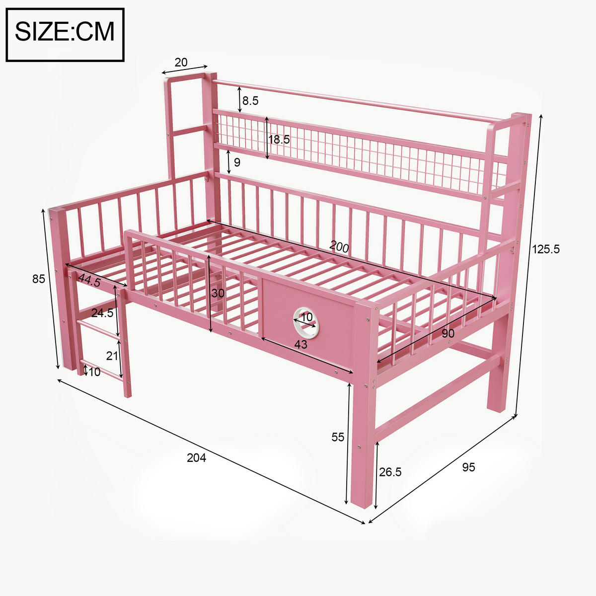HOCHBETT Metall 90/200 cm Rosa - Pink, Metall - Raumix
