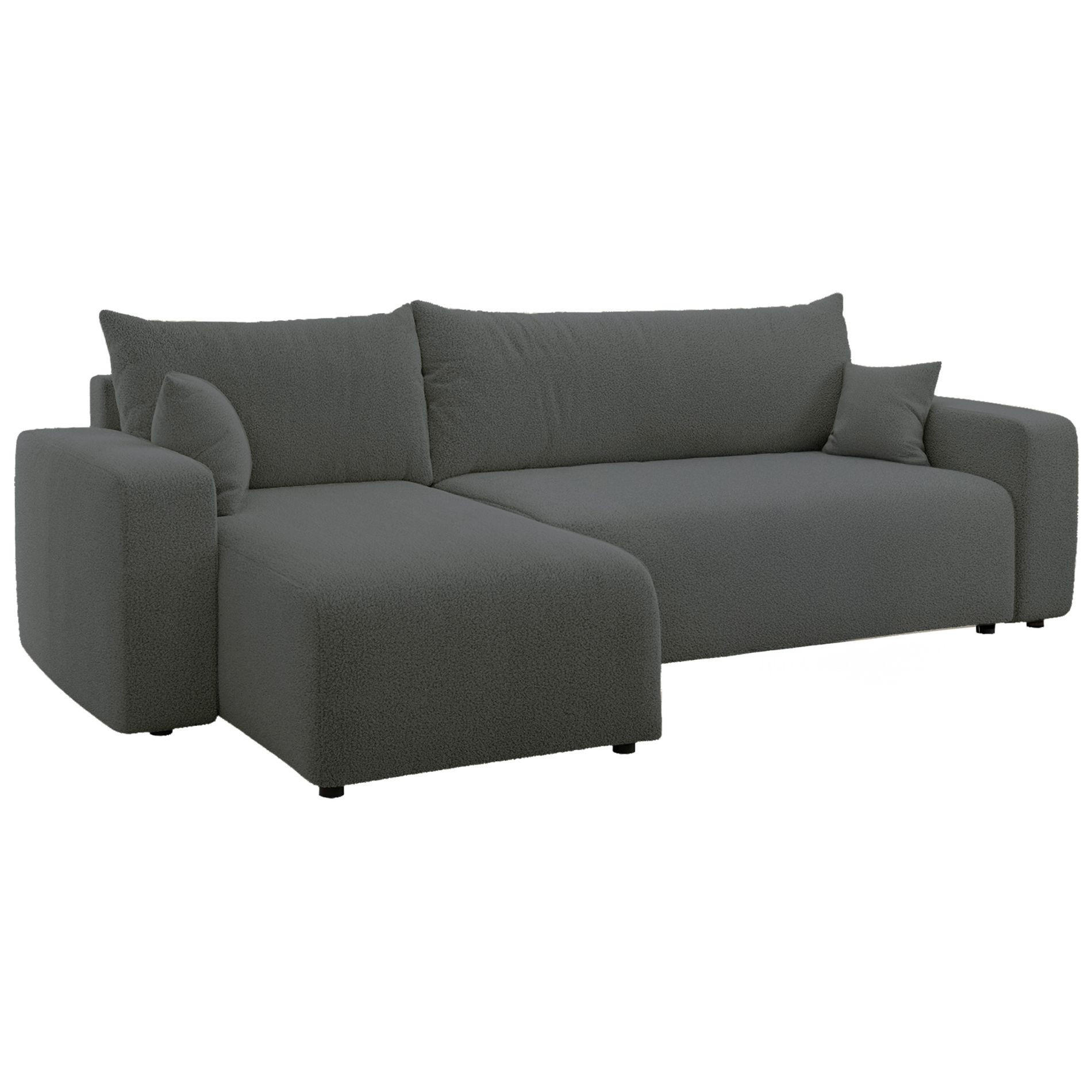 ECKSOFA Pianoni Dunkelgrau Bouclé-Bezug - Dunkelgrau/Schwarz, Kunststoff/Textil (244/140cm) - Selsey