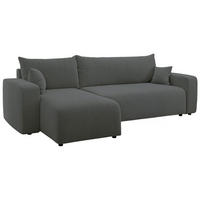 ECKSOFA Pianoni Dunkelgrau Bouclé-Bezug - Dunkelgrau/Schwarz, Kunststoff/Textil (244/140cm) - Selsey