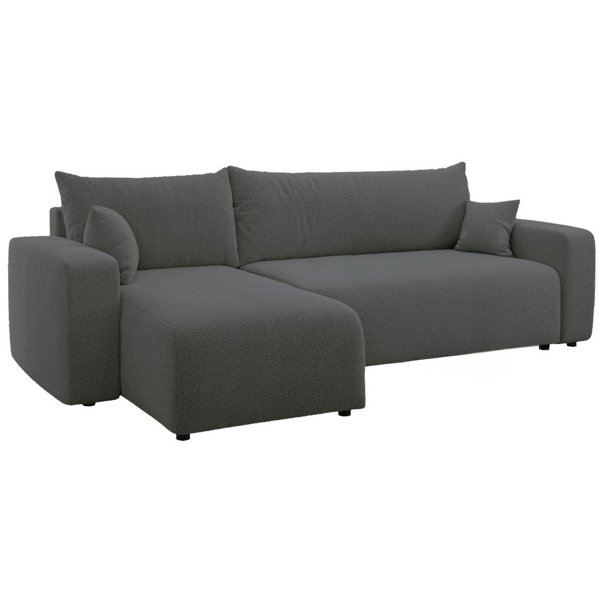 ECKSOFA Pianoni Dunkelgrau Bouclé-Bezug - Dunkelgrau/Schwarz, Kunststoff/Textil (244/140cm) - Selsey