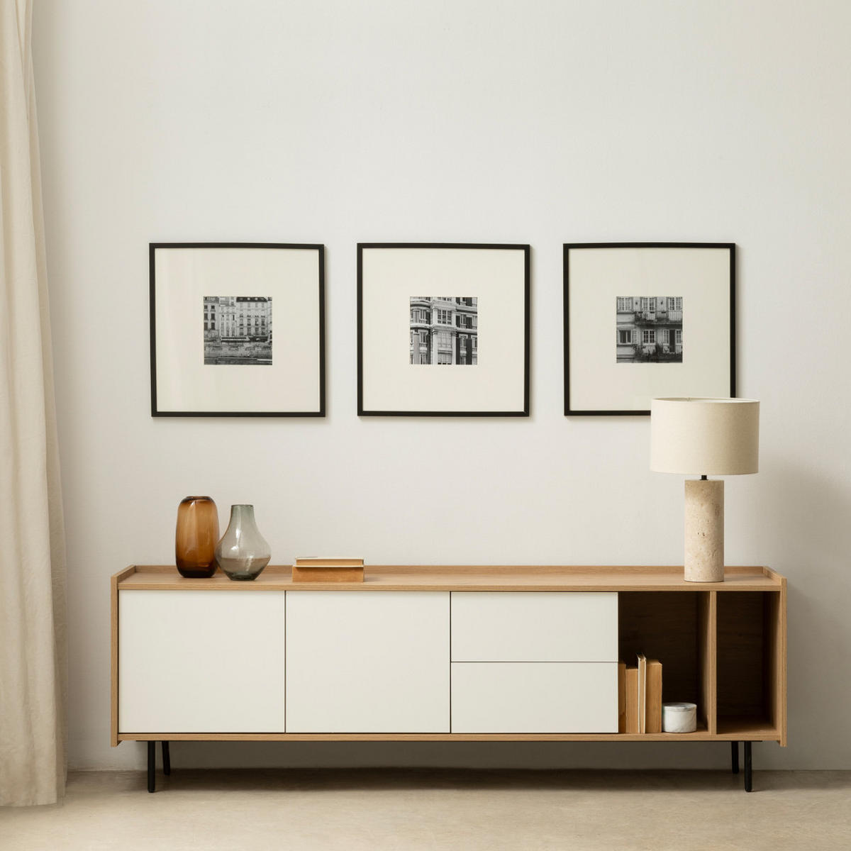 TV-ELEMENT Nadine Natur - Weiß 184.2 cm x 59.6 cm - Braun, Holzwerkstoff (184/59/41cm) - Kenay Home