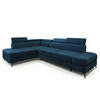 ECKSOFA AVISE M L-S Blau Velours-Stoff mit Schlaffunktion - Blau, Holzwerkstoff/Textil (268/195cm) - MASSENO