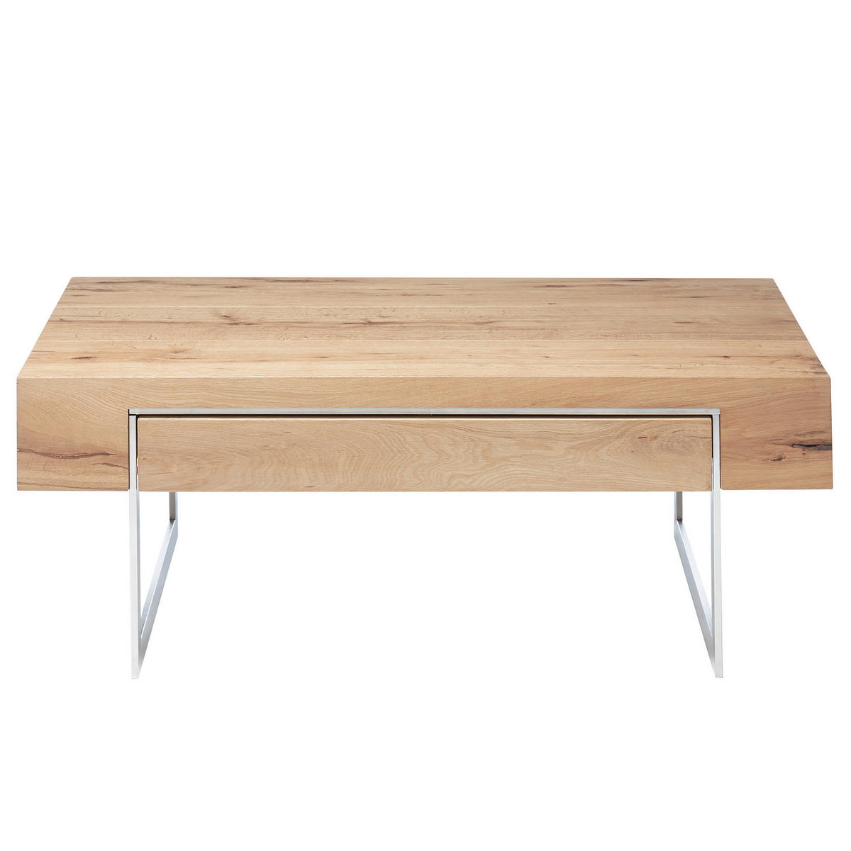 COUCHTISCH - Eiche Dekor / Silber - Braun, Holzwerkstoff/Metall (60/110/40cm) - home24