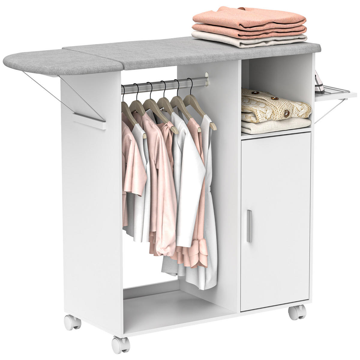 BÜGELBRETTSCHRANK Weiß 1 Stück - Weiß, Holzwerkstoff (42.5/99/127cm) - GiPP