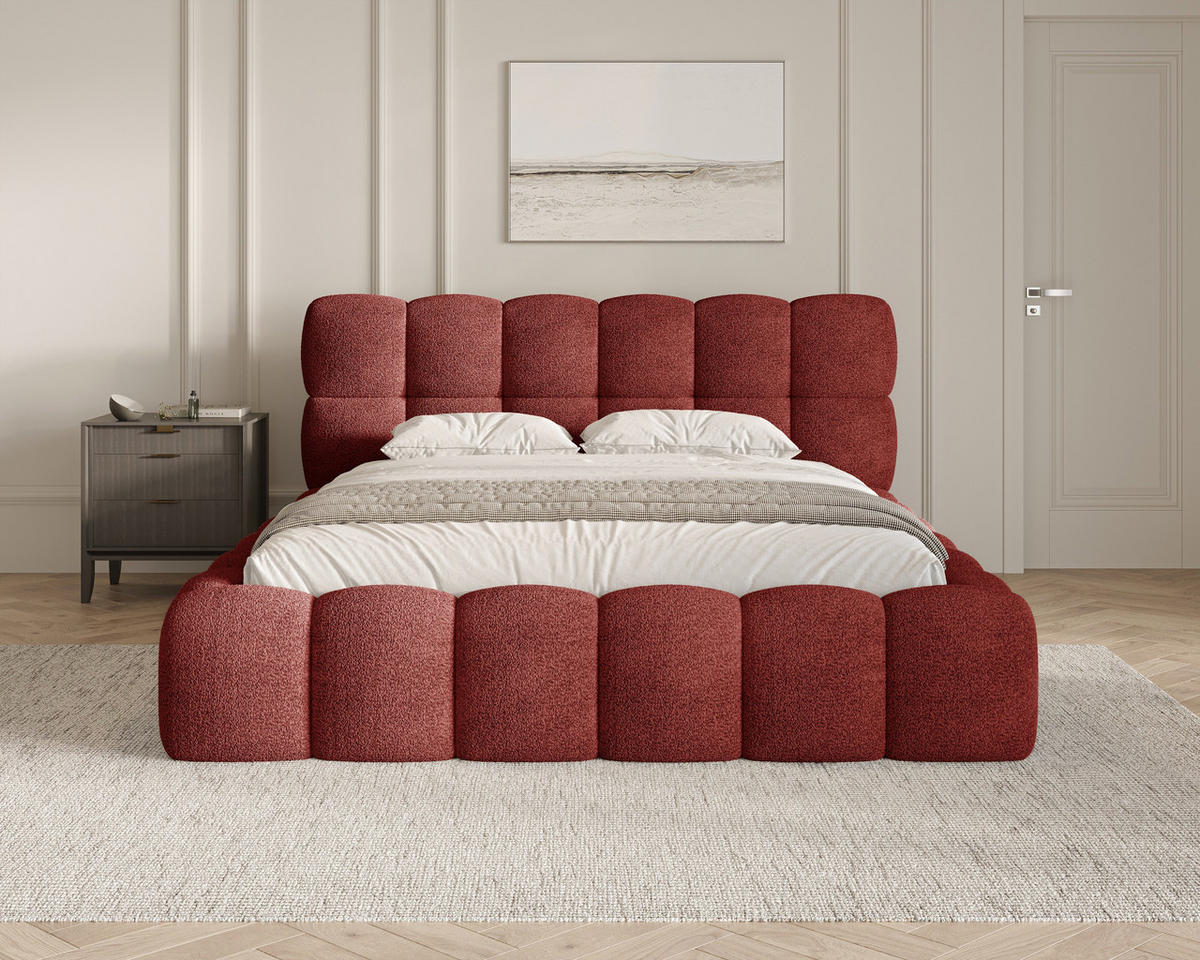 POLSTERBETT 19 - 140x200 cm – Arena – Bett mit Federmechanismus und Stauraum - Rot, Holz (140/200cm) - ROYAL24_MARKT