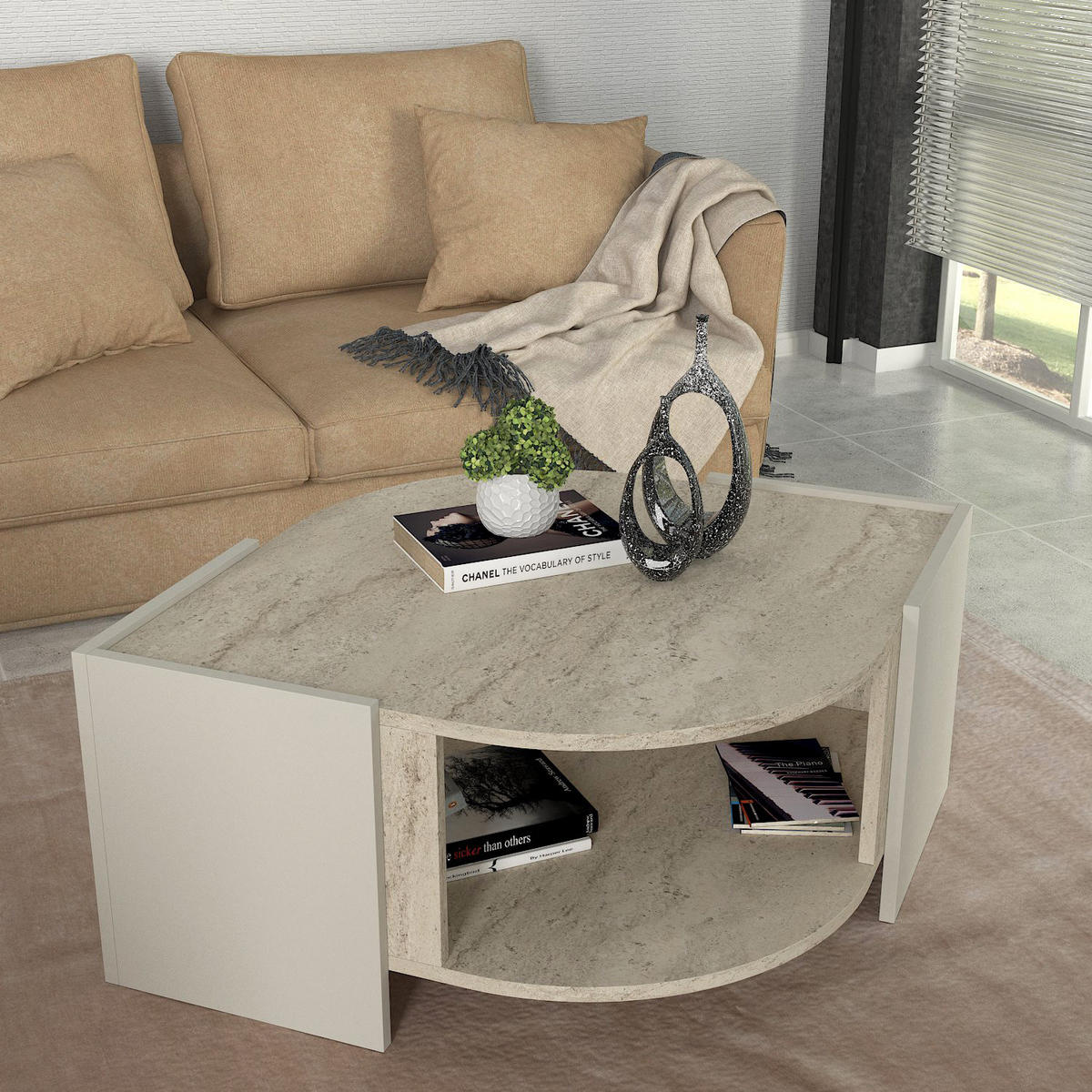 COUCHTISCH Marbel Beige Granit Optik - Beige, Holzwerkstoff (75/75/40cm) - moebel17