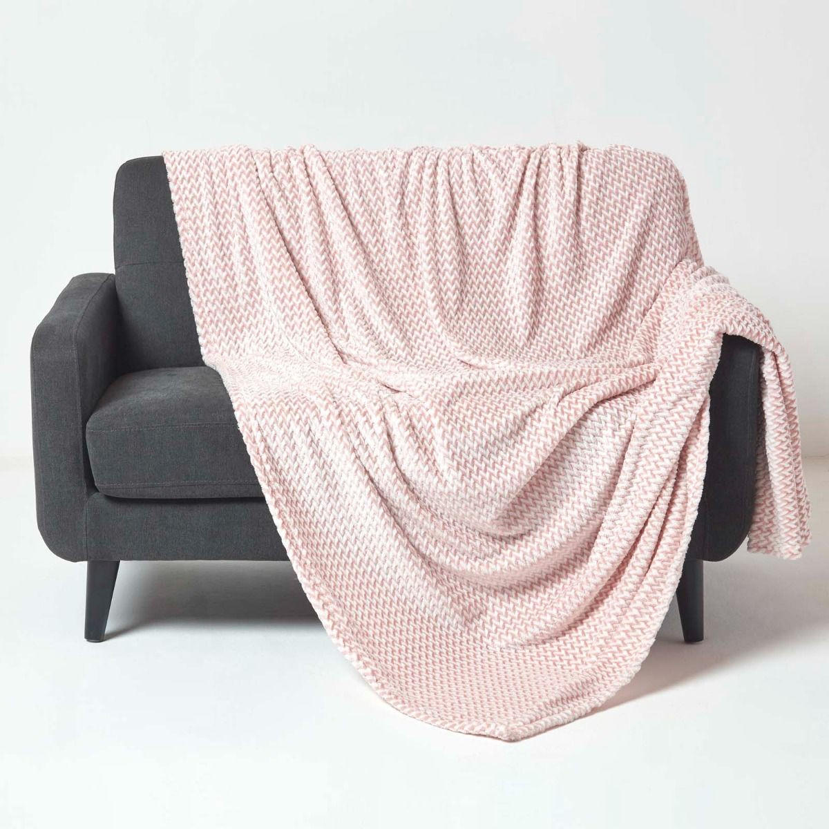SAMT-WOHNDECKE Mora 130/160 cm, Jacquard - Rosa, Textil (130/160cm) - Homescapes