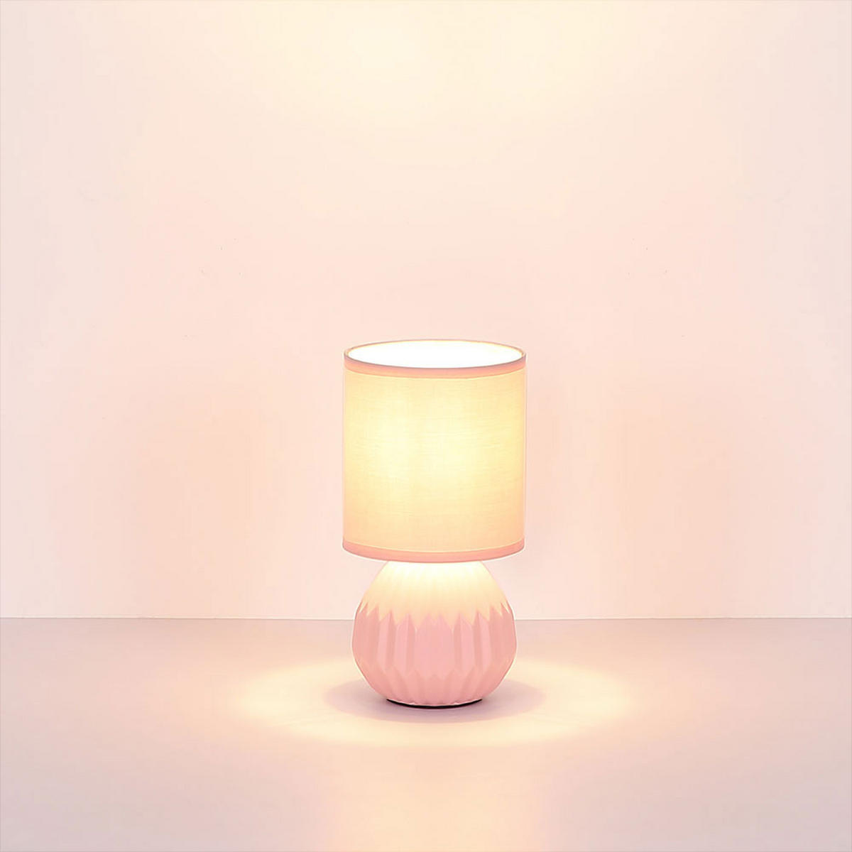 TISCHLEUCHTE Keramik Rosa Textil 2er Set - Rosa, Keramik (12/12/23cm) - Globo Lighting