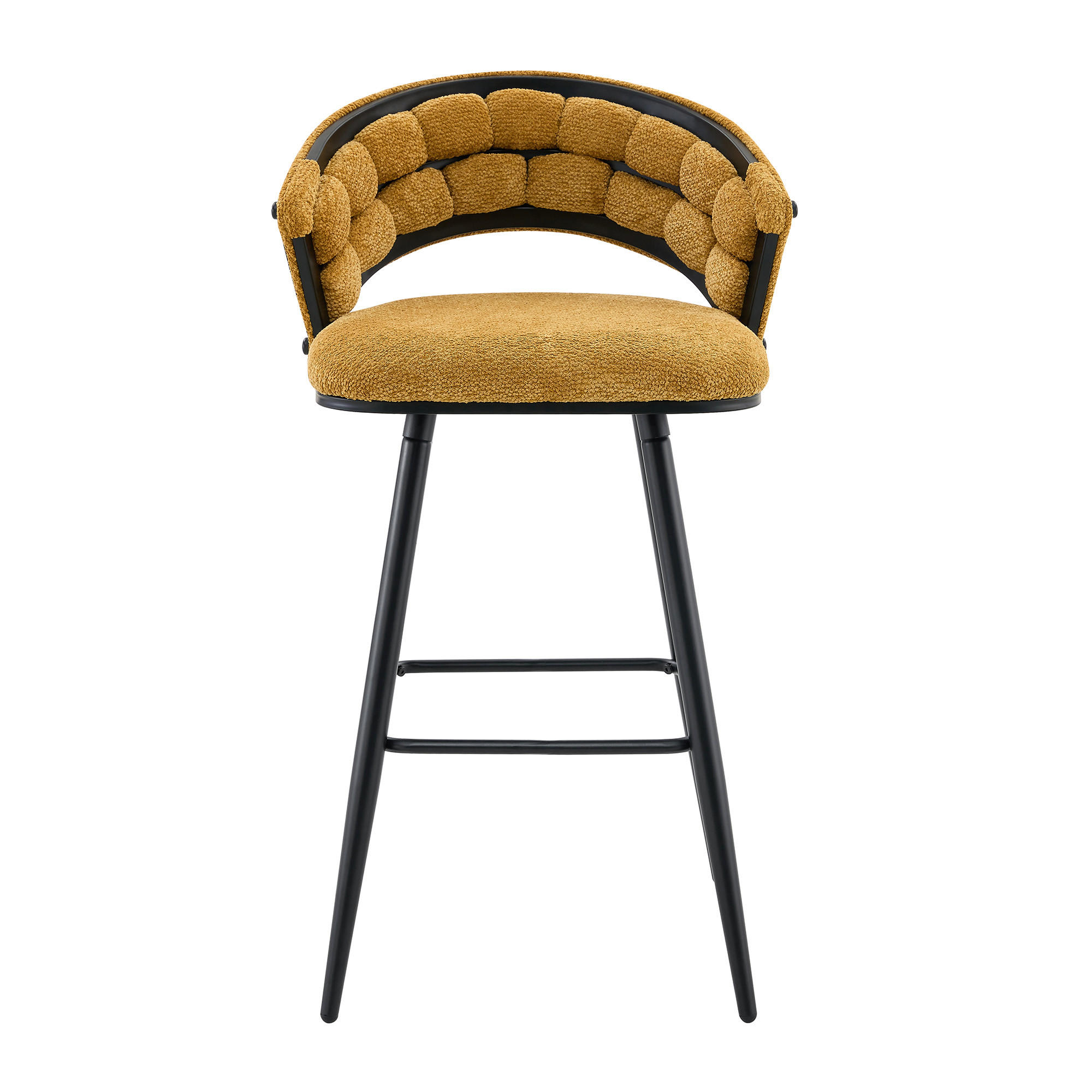 BARHOCKER 2er-Set Gelb mit Samtbezug und schwarzen Eisenbeinen - Gelb, Metall (56/98.5/50.5cm) - PANGIVO