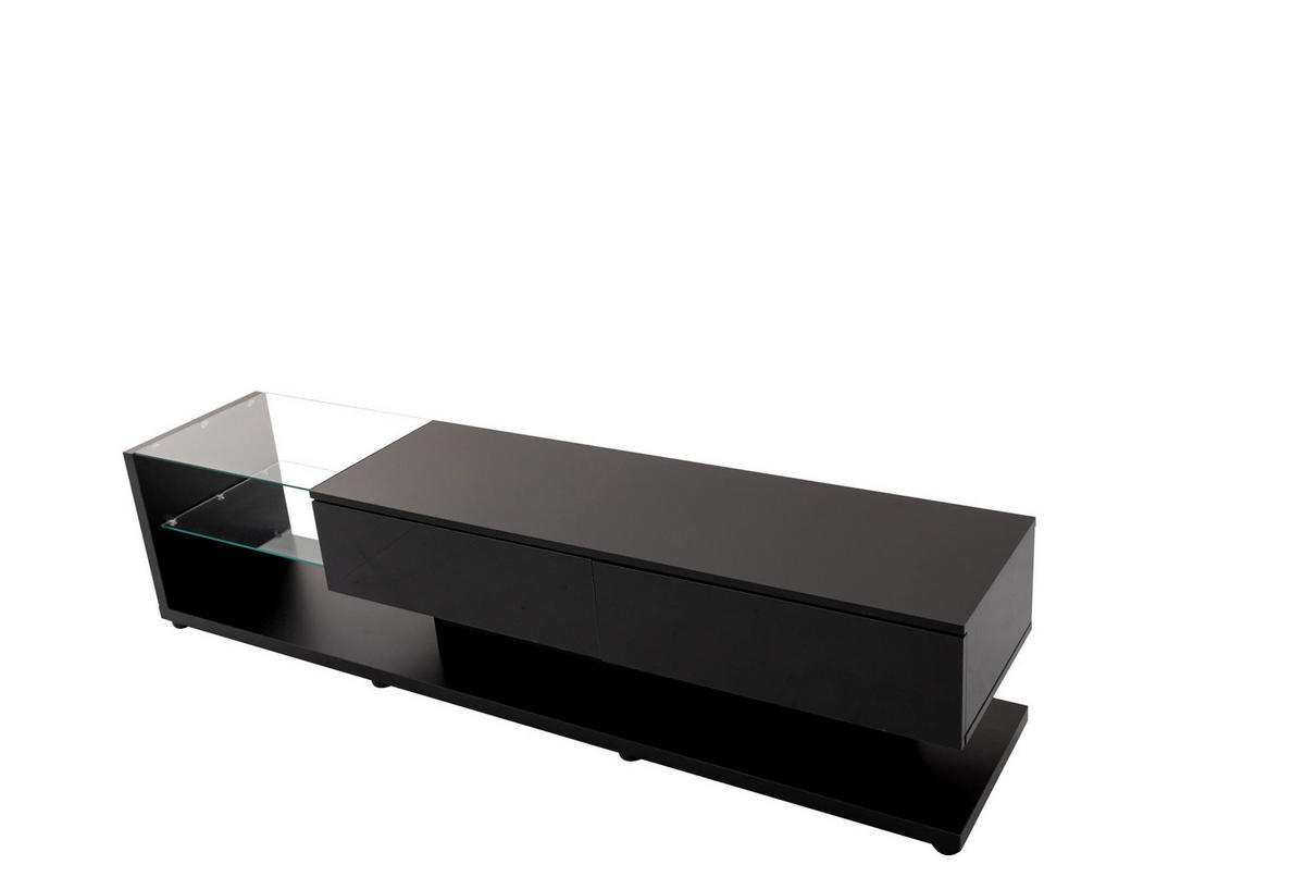 LOWBOARD 170/36/38 cm aus Spanplatte mit Hochglanzfront und LED-Beleuchtung Schwarz - Schwarz, Holzwerkstoff (170/38/36cm) - Modenvie