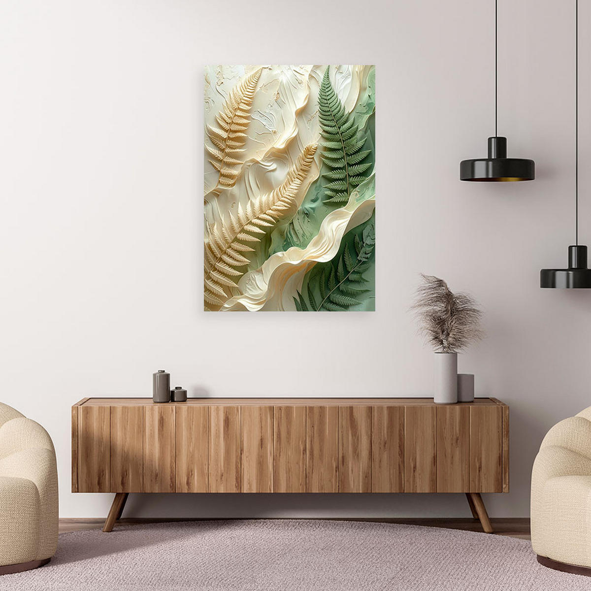 LEINWANDBILD, Blätter - Beige, Textil (60/90cm) - Feeby