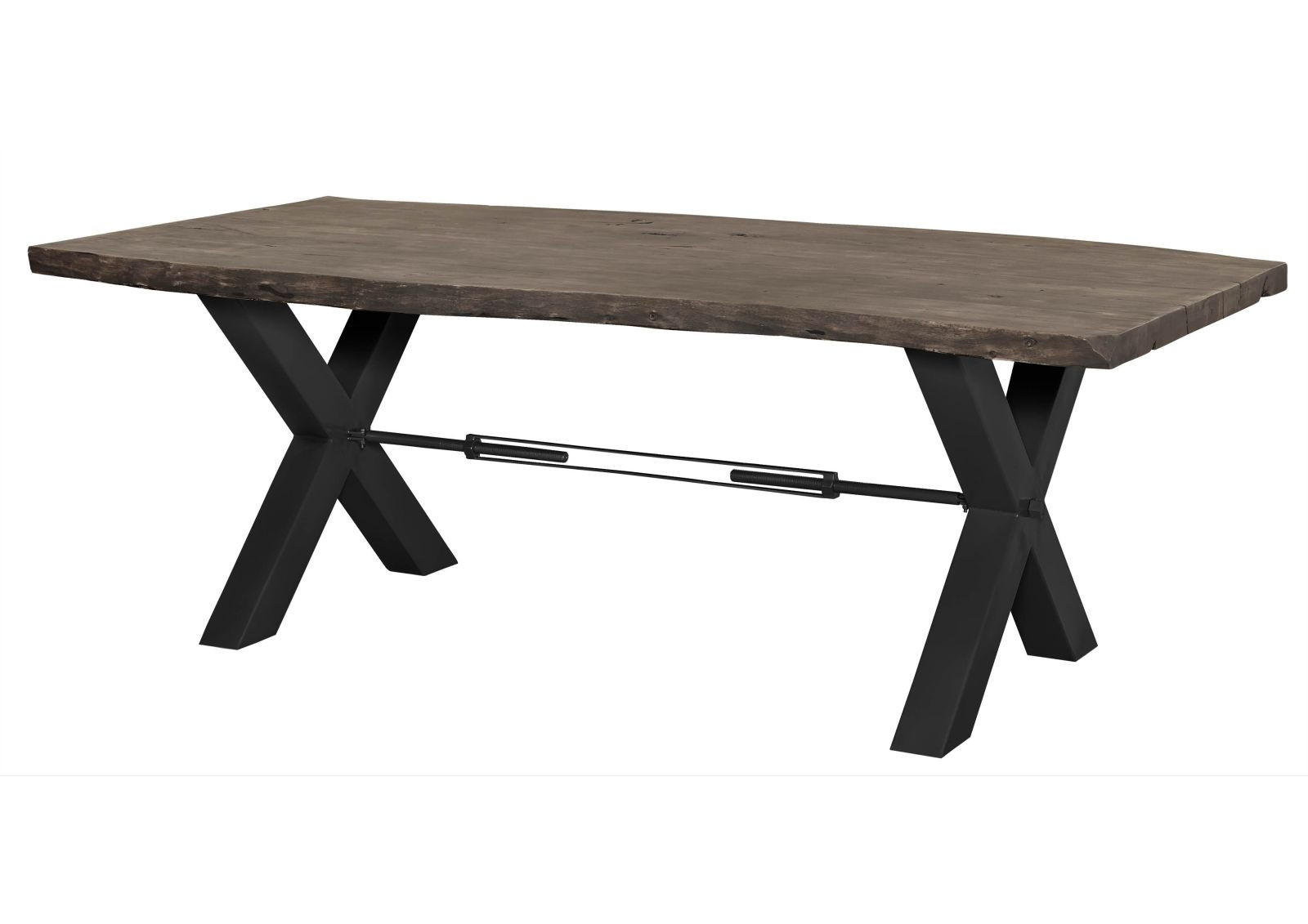 ESSTISCH Akazie 240x110x76 grau lackiert IRON LABEL #178 - Grau, Metall (240/110/76cm) - Massivmoebel24