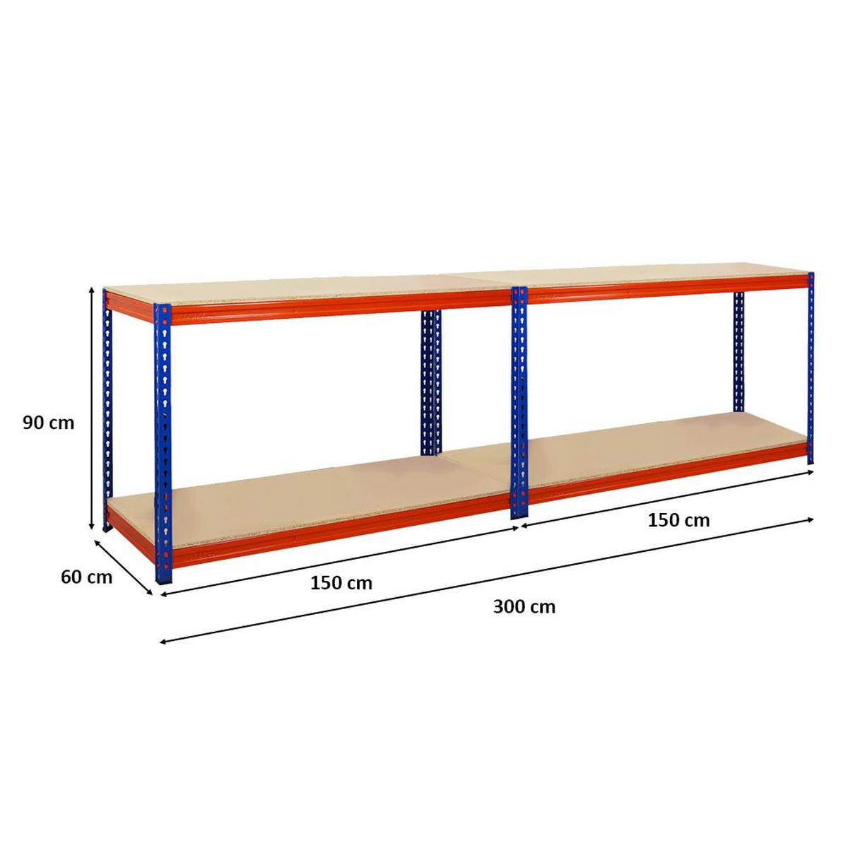 WERKBANK Strong Beast 5er-Set mit 5x 90x150x60 cm Fachlast 500 kg Blau-Orange - Orange, Metall (750/90/60cm) - PROREGAL