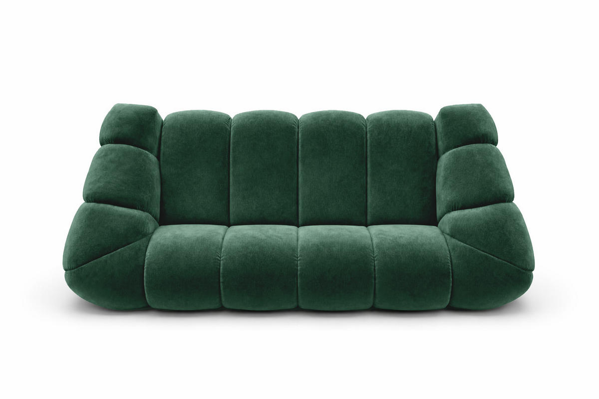 SOFA 3-Sitzer modular, Veloursstoff Bluvel, Grün, CROISSANT - Grün, Holz (240/72/115cm) - Kaiser Möbel