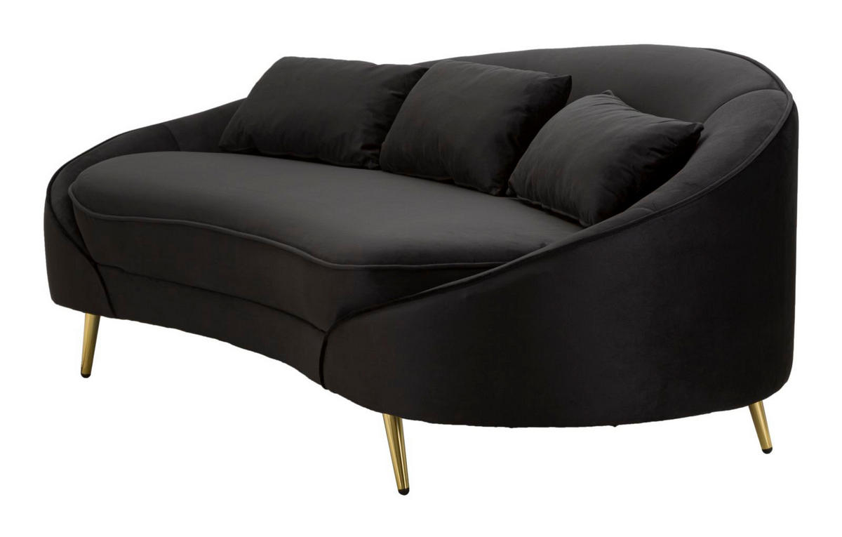 3-SITZER Sofa gepolstert Oslo - Schwarz - Schwarz, Holz/Kunststoff (84/68/185cm) - Pasmara