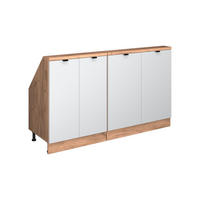 DACHSCHRÄGENSCHRANK-SET Rion Weiß Riffel 140 cm 2er Set - Weiß, Holzwerkstoff (140/81.6/46cm) - Vicco