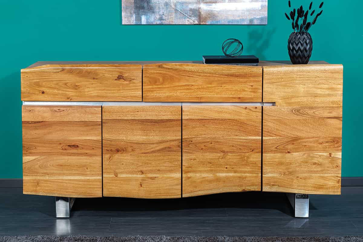 SIDEBOARD MAMMUT Akazie 170cm - Silberfarben/Braun, Holz/Metall (170/89/45cm) - riess-ambiente