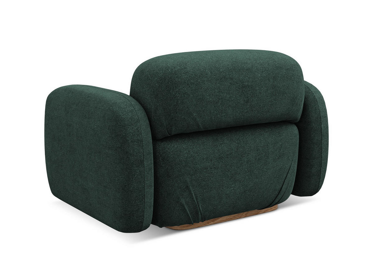 SESSEL Bouclé Stoff Grün - Dunkelgrün/Braun, Holz/Textil (110/73/95cm) - Makamii
