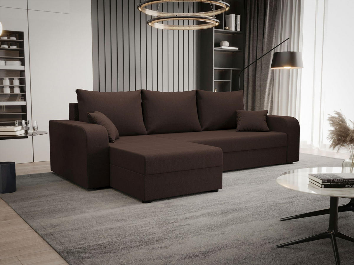 ECKSOFA HEWLET L BIS Cosmic 800 Links mit Schlaffunktion - Braun, Textil (240/140cm) - Bedante