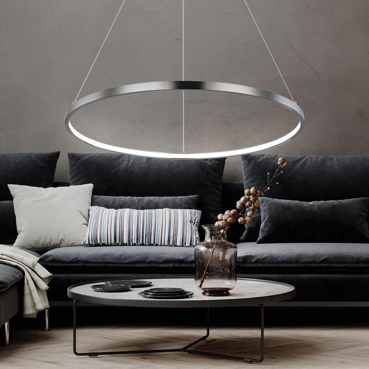 LED HÄNGELEUCHTE RALPH Silber - Silberfarben, Metall (60/60/120cm) - Globo Lighting