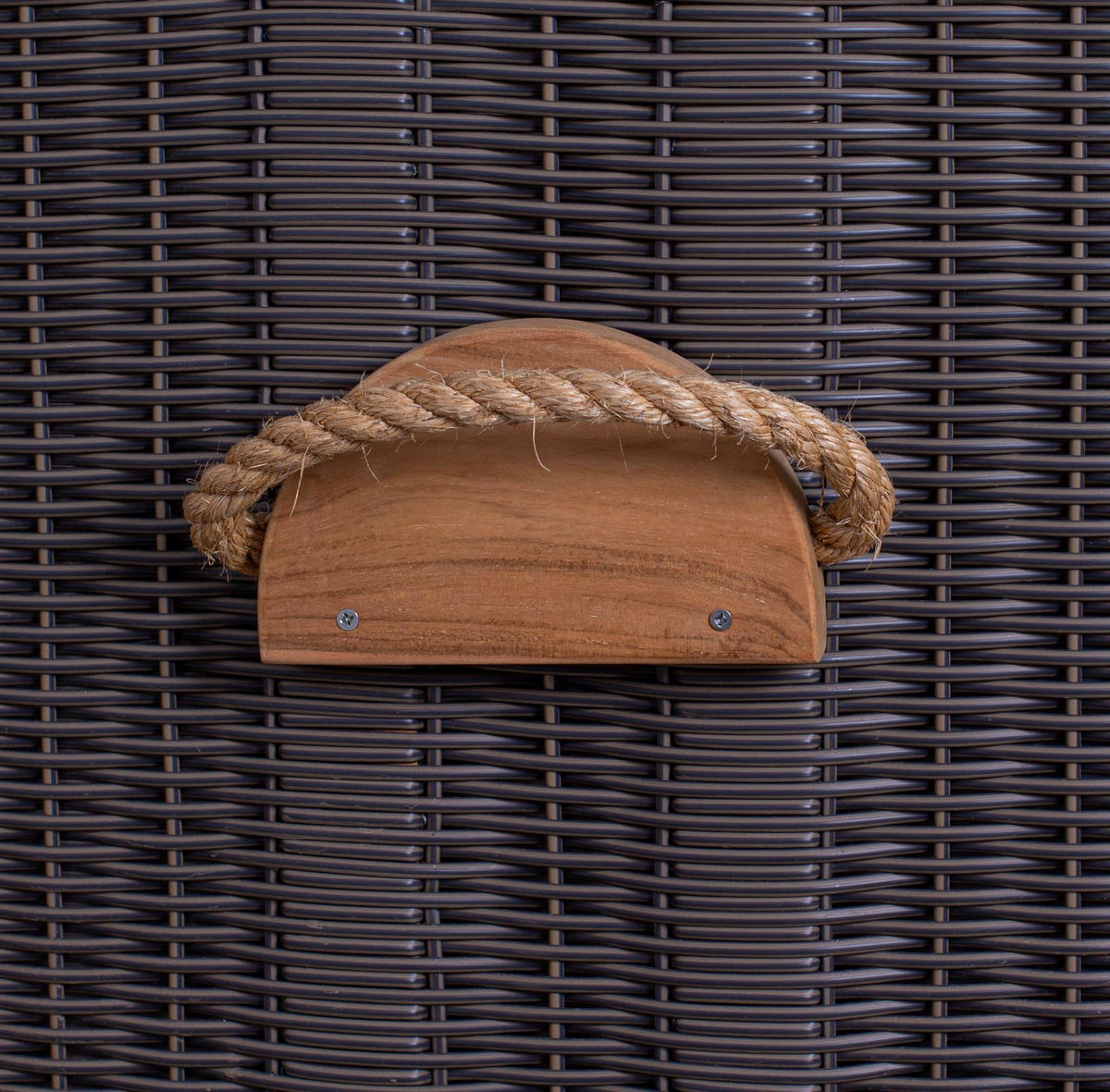 STRANDKORB Komplettset: Borkum XL Teak Bullauge - PE grau - Modell 595 - Blau/Grau, Holz/Kunststoff (142/170/95cm) - bene living