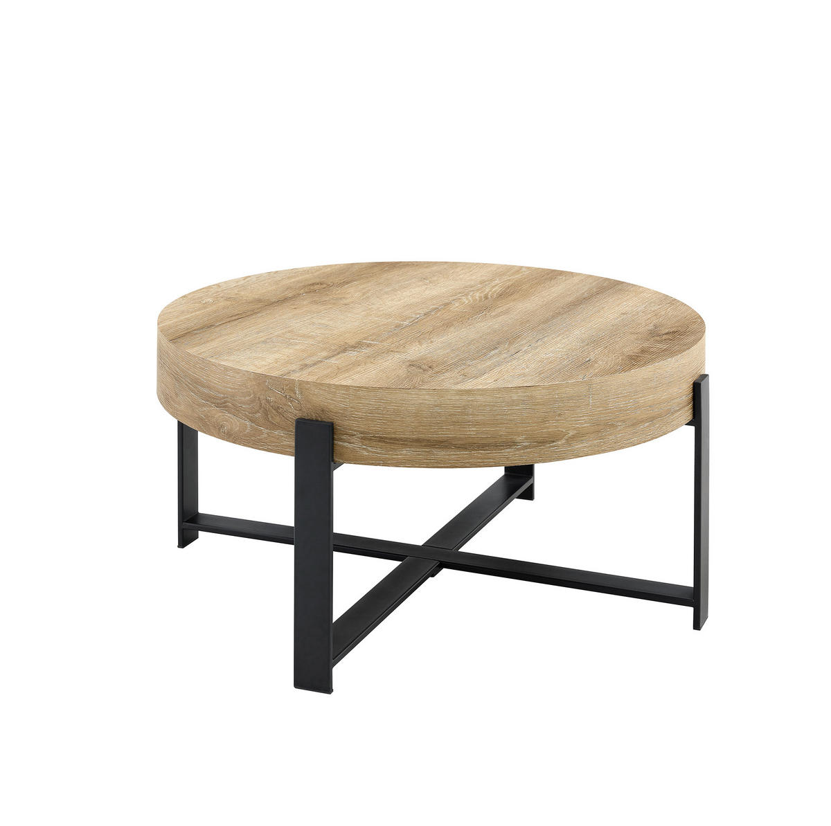 COUCHTISCH 68/36 cm in Holzoptik mit Metallgestell - Schwarz, Holzwerkstoff (68/68/36cm) - Flora Grace