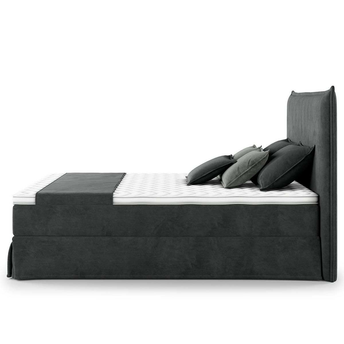 BOXSPRINGBETT mit Husse - Dunkelblau, Textil (180/200cm) - home24