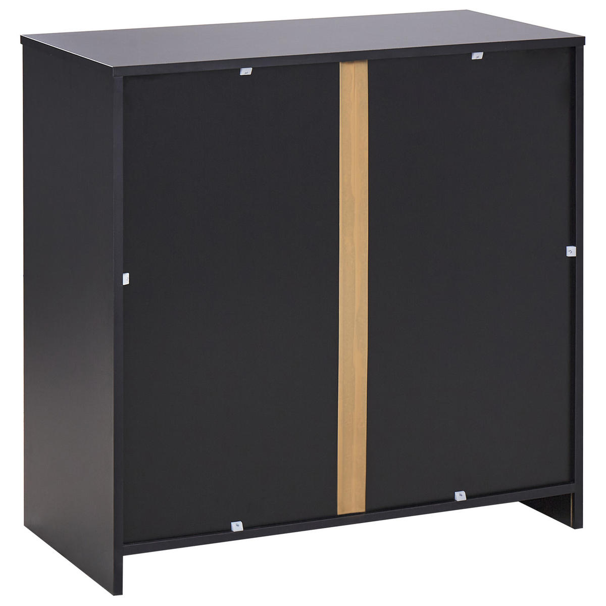 AKTENSCHRANK heller Holzfarbton/schwarz 80 cm 2 Türen Zehna - Hellbraun/Schwarz, Holzwerkstoff (80/80/40cm) - Beliani