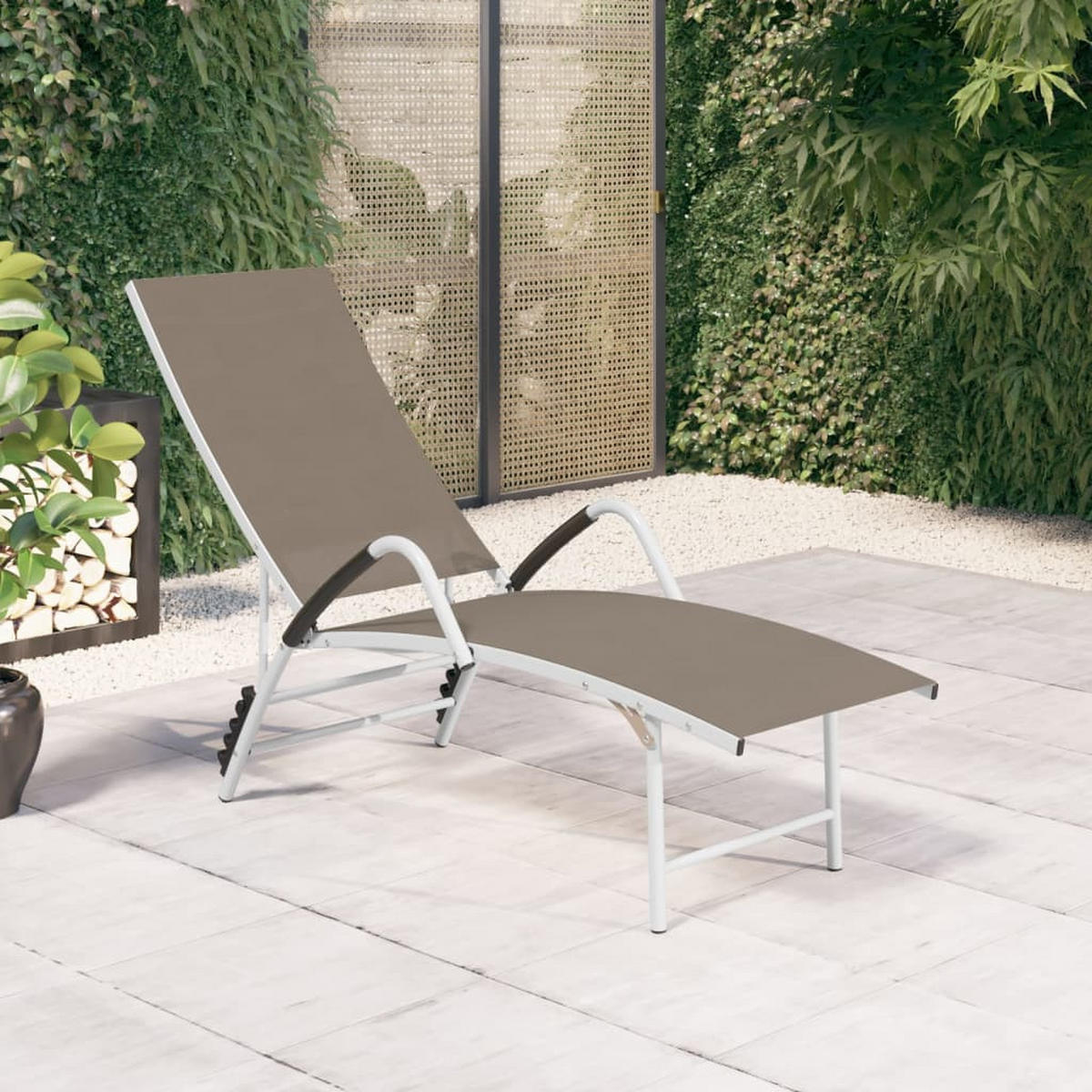SONNENLIEGE Textilene und Aluminium Taupe - Taupe, Metall (60.5/51/193cm) - furnicato